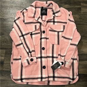 NWT Pink Plaid Shacket Size Large